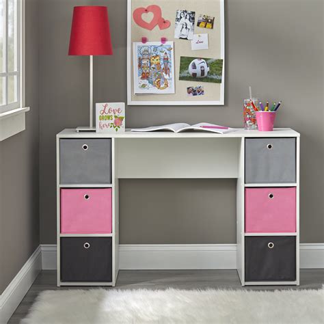 Kids Desk with Six Fabric Storage Bins, Multiple Colors - Walmart.com