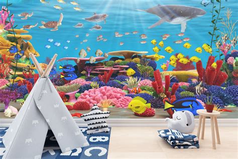 Vibrant Coral Reef & Sea Animals kids Wall Mural Under The Sea Photo Wallpaper | eBay