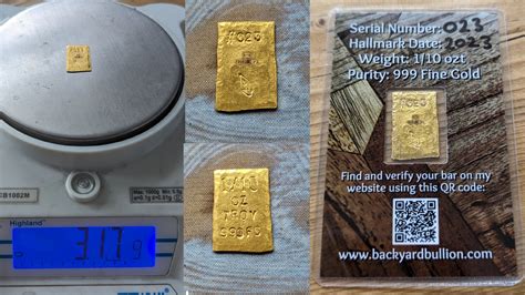 1/10 ozt Gold Bars 2023 - Backyard Bullion