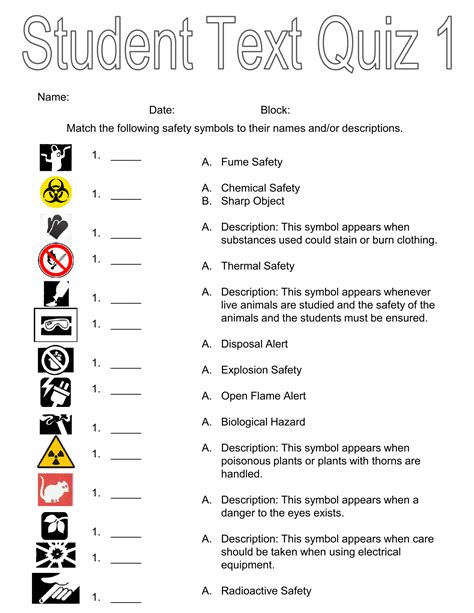 Lab Safety Symbols Matching Worksheet Worksheet | The Best Porn Website