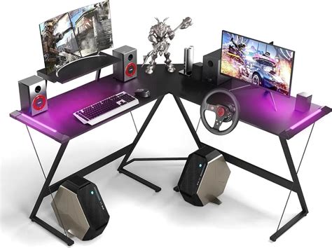 Gaming Desk with led Light,L Shaped Gaming Desk,Computer Desk,Gaming Table,Gaming Desk with Led ...