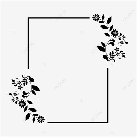 Simple Rustic Flower Border Decoration Black And White Model, Black And White Art, Simple ...