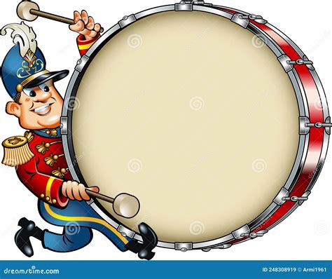 Cartoon Style Marching Band Bass Drum Player Stock Vector - Illustration of happy, jacket: 248308919