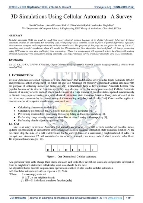 (PDF) 3D Simulations Using Cellular Automata -A Survey | Ankur Bist - Academia.edu