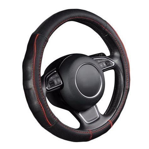 Breathable Black Genuine Leather Car Steering Wheel Cover