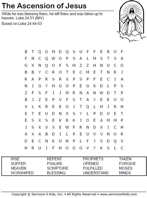 Ascension Word Search | Sermons4Kids