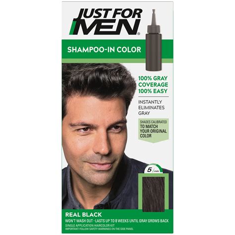 Just For Men Shampoo-in Hair Dye for Men, H-55 Real Black - Walmart.com