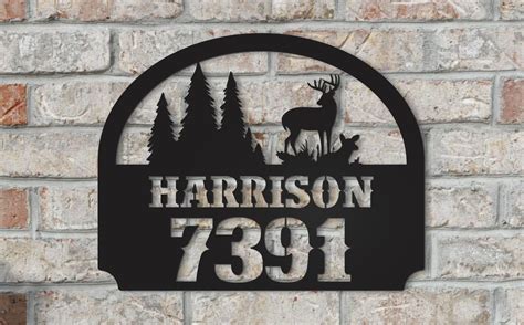 Personalized Metal House Sign with Name and Number