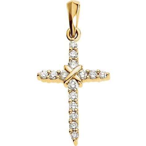 14K Yellow Gold Cross & Diamond Pendant - 602PG65075