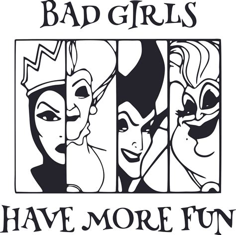 Bad Girls Disney Villains Cartoon Characters Decors Wall Sticker Art Design Decal for Girls Boys ...