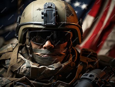 Premium AI Image | National American flag soldier helmet