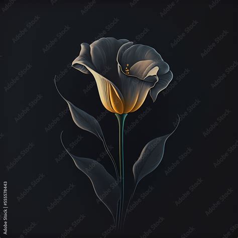 Beautiful Black Tulip Flower Illustration Isolated on a Solid ...