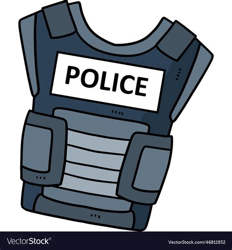 Police bulletproof vest cartoon colored clipart Vector Image