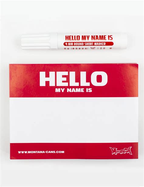 Montana Hello my name is Sticker Pack - Red - Spray Paint Supplies from Fat Buddha Store UK