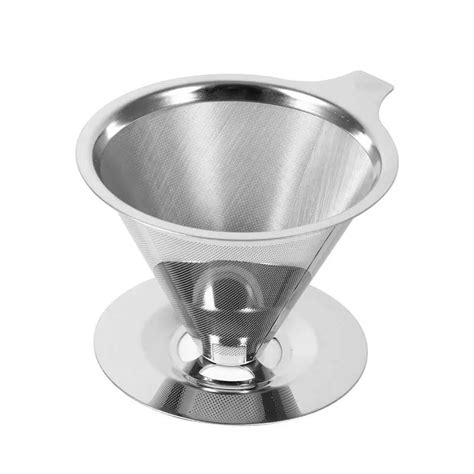 Stainless Steel Coffee Filter Pour Over Coffees Dripper Double Layer Mesh Filter Cup Stand For ...