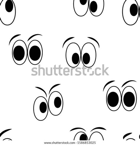 Seamless Texture Cartoon Eyes On White Stock Vector (Royalty Free ...