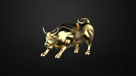 Premium Photo | Bull gold metal statue