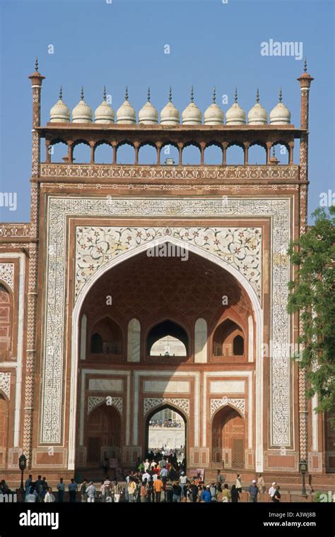 India Agra Taj Mahal entrance gate Stock Photo - Alamy