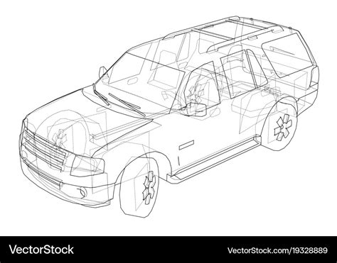 Car suv drawing outline Royalty Free Vector Image