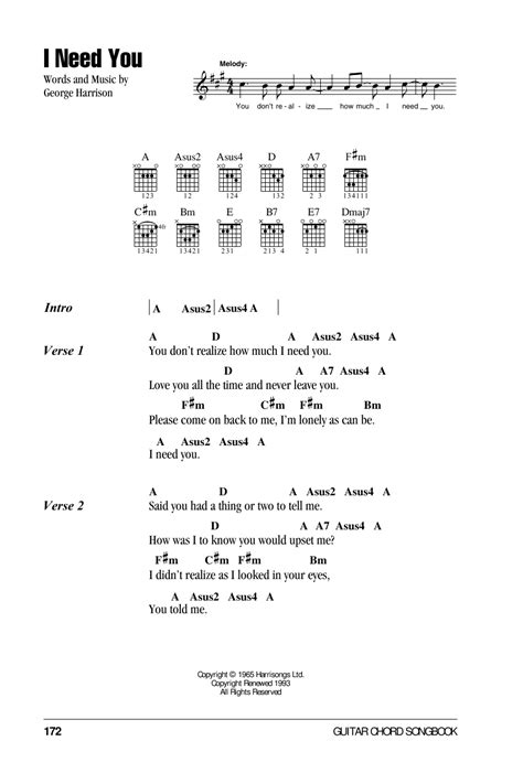 I Need You by The Beatles - Guitar Chords/Lyrics - Guitar Instructor