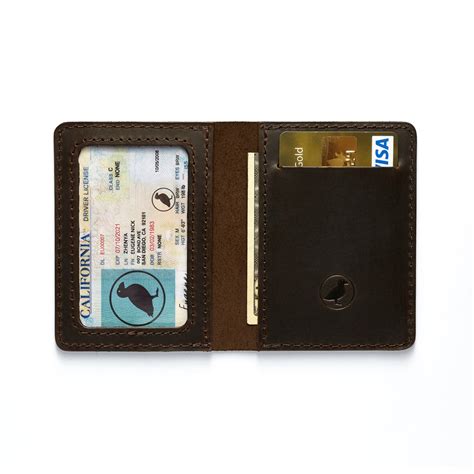 Mens Leather Wallet With Id Window Slim Bifold Card Holder - Etsy