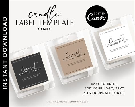 Editable Candle Label Template • Macarons and Mimosas