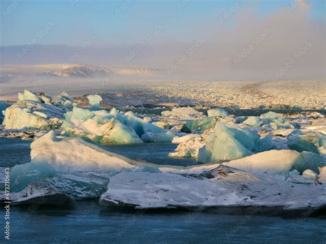 Ice and icebergs melting under Arctic global warming Stock Photo ...