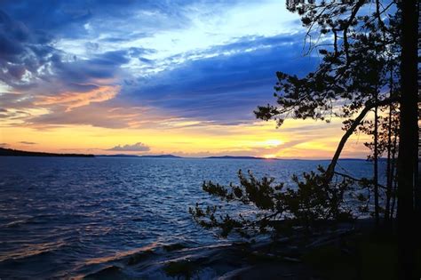 Premium Photo | Summer sunset lake, nature, beautiful sky