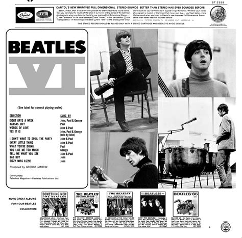 Beatles VI Alternate Stereo Album Cover Pouring