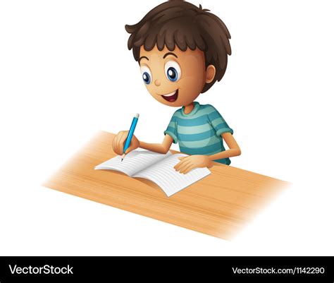 A boy writing Royalty Free Vector Image - VectorStock