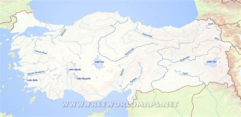 Turkey river map - Map of Turkey river (Western Asia - Asia)