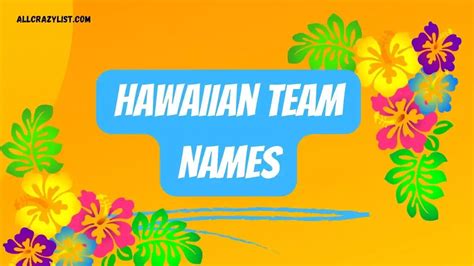 Hawaiian Team Names List Ideas 2024