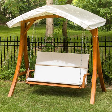 Leisure Season Wooden Patio Swing Seater with Canopy | The Home Depot Canada