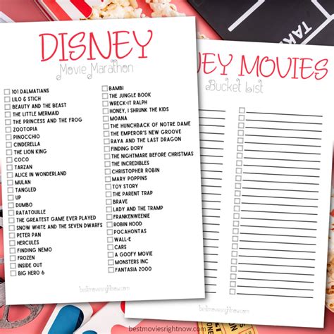 Disney Movie Marathon and Bucket List Checklist - Best Movies Right Now