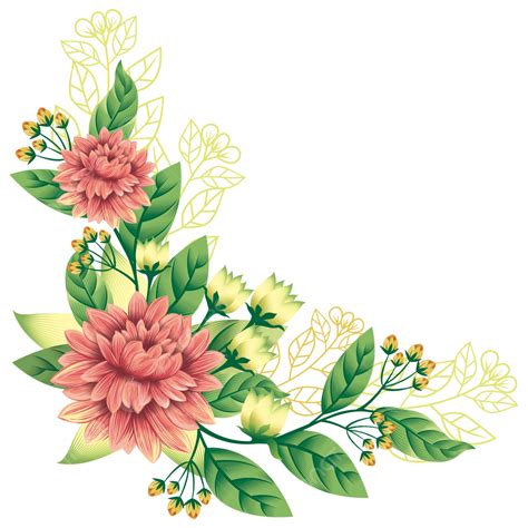 Floral Botanical Flower Vector PNG Images, Floral Vector Flower Corner ...