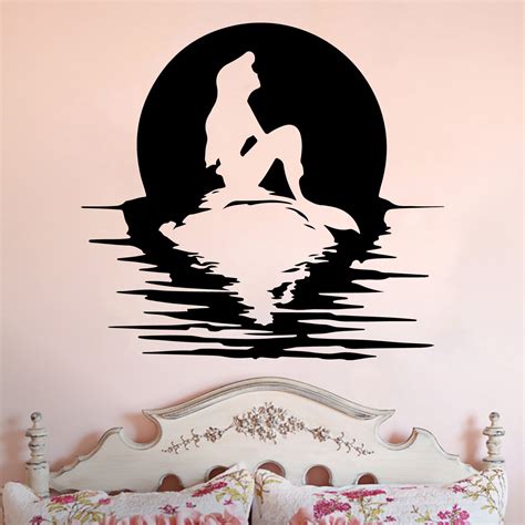 Ariel Full Moon Silhouette Little Mermaid Inspired Vinyl Wall Decal • Cosmic Frogs Vinyl