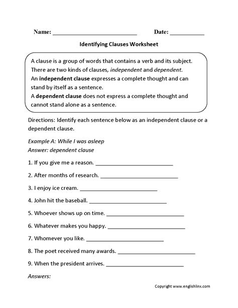 Ninth Grade English Worksheet