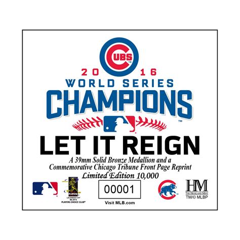 Chicago Cubs 2016 World Series Champions Photo Mint - Sports Section | Shop the Chicago Tribune ...