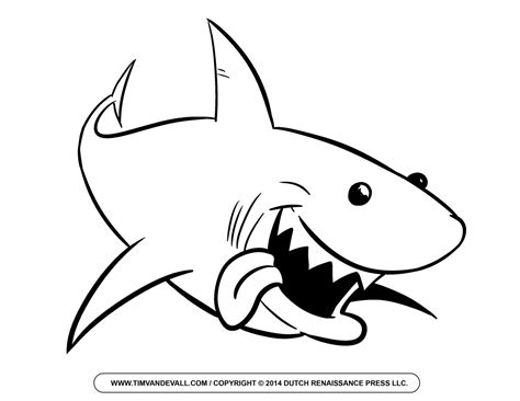 Free Cartoon Shark Clipart for Kids, Shark Outline and Shark Silhouette – Tim's Printables