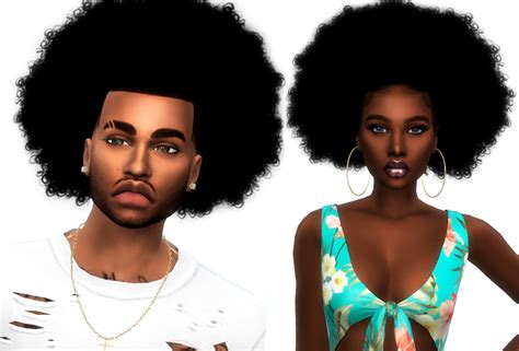 Curly Fro Pack Male And Female | Sims hair, Afro hair sims 4 cc, Sims 4 afro hair male