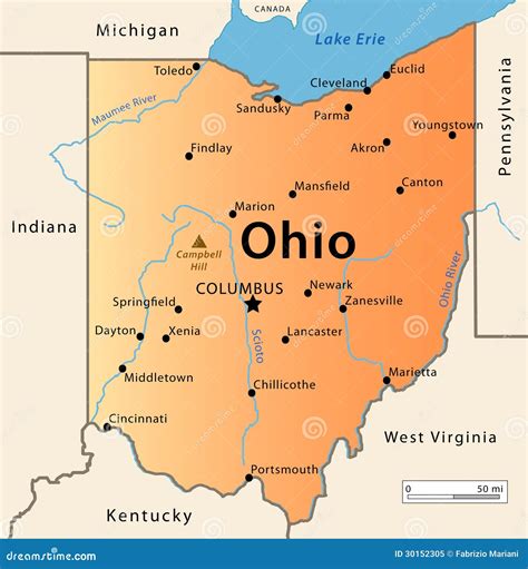 Carte De L'Ohio Photo libre de droits - Image: 30152305