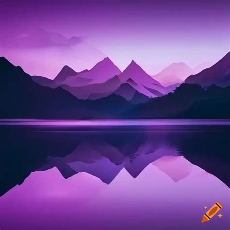 4k wallpaper purple with mountains and lake on Craiyon