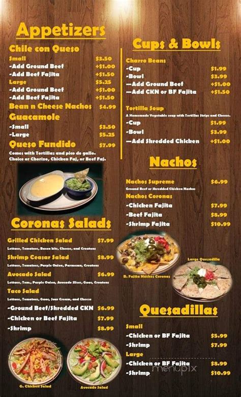 Online Menu of Coronas Mexican Restaurant, Rockdale, TX