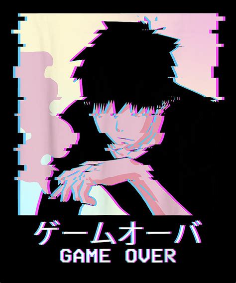 Vaporwave Aesthetic Sad Anime Boy Game Over Japanese Lofi Drawing by DNT Prints | Pixels