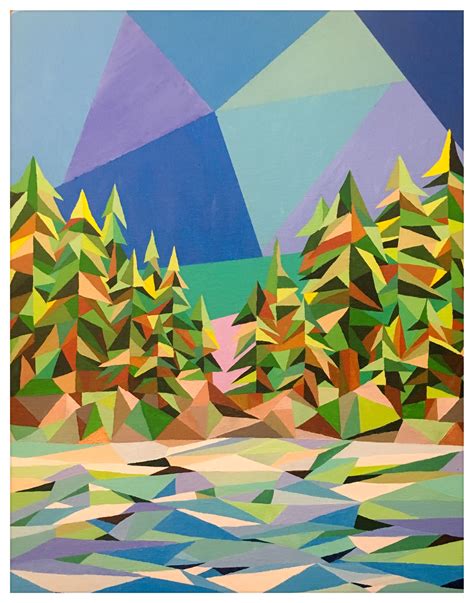 Forest in Geometrics Acrylics on Canvas Art, Inspiration, Nature, Painting, Geometric, Acrylics ...