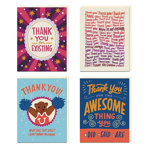 Em & Friends Thank You Cards, Box of 8 Assorted