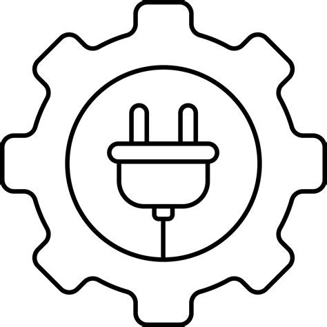 Black Outline Plug With Cogwheel Icon. 24446679 Vector Art at Vecteezy