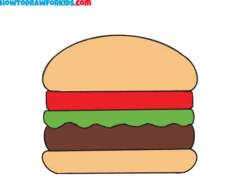 How to Draw a Burger for Kindergarten - Easy Tutorial For Kids