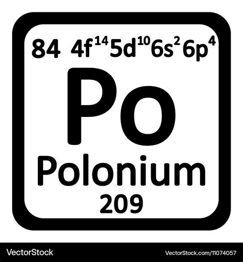 Periodic table element polonium icon Royalty Free Vector