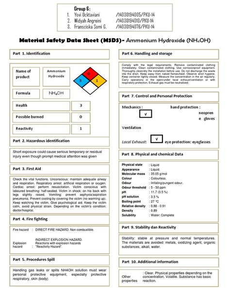 MSDS Ammonium Hydroxide.pdf | Breathing | Respiratory System